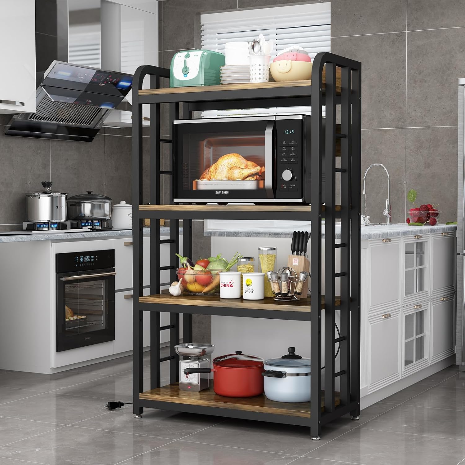 4 Tier Kitchen Bakers Rack Wit - Kitchen Appliances Countertop 评论和价格